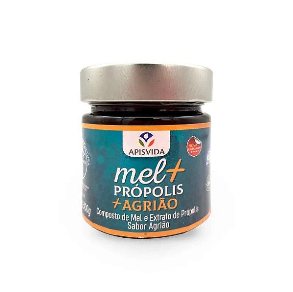 Mel com Própolis e Agrião - Pote de vidro 300g - Apisvida