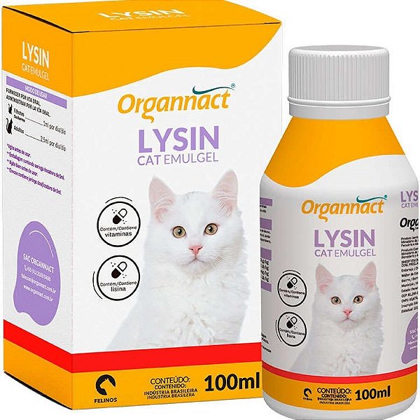 Suplemento Vitamínico Aminoácido - Lysin Cat Emulgel 100ml - Organnact