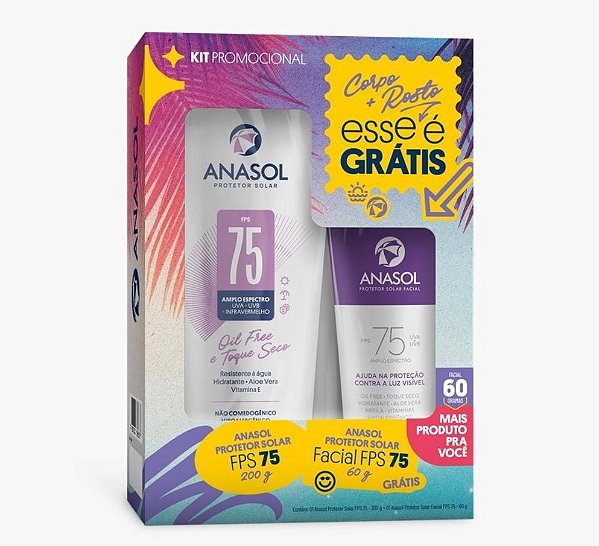 Kit Protetores Solar FPS75 - Corporal 200g e Facial 60g - ANASOL