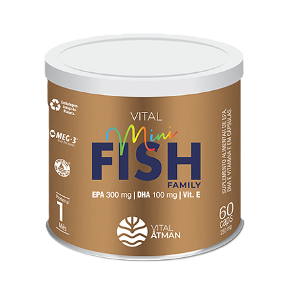 Vital Mini Fish EPA e DHA com Vitamina E - 250 mg - 60 cáps - Vital Âtman