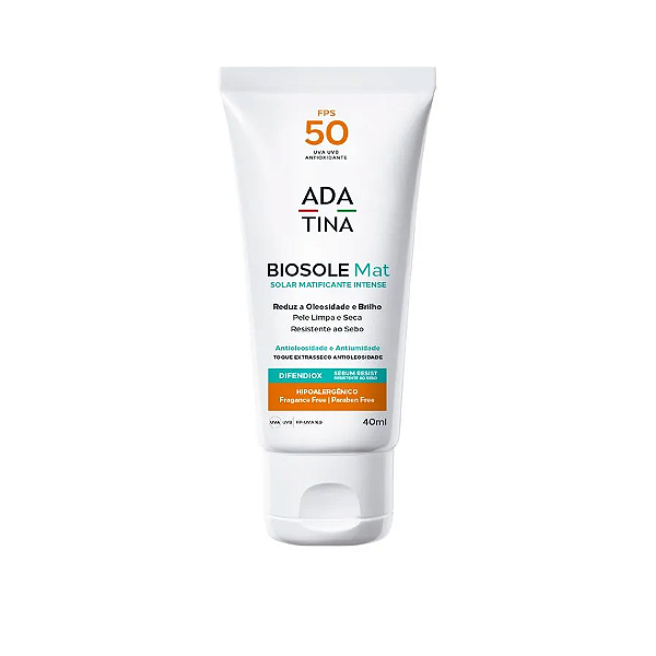 Protetor Solar Biosole Mat Antioxidante Pele Oleosa FPS 50 40ml - Ada Tina