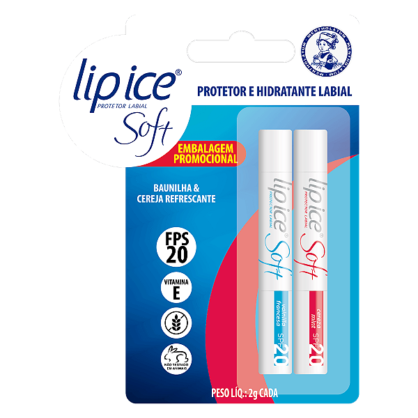 Pack Lip Ice Soft Slim FPS20/Vit E - Baunilha+Cereja -Rohto