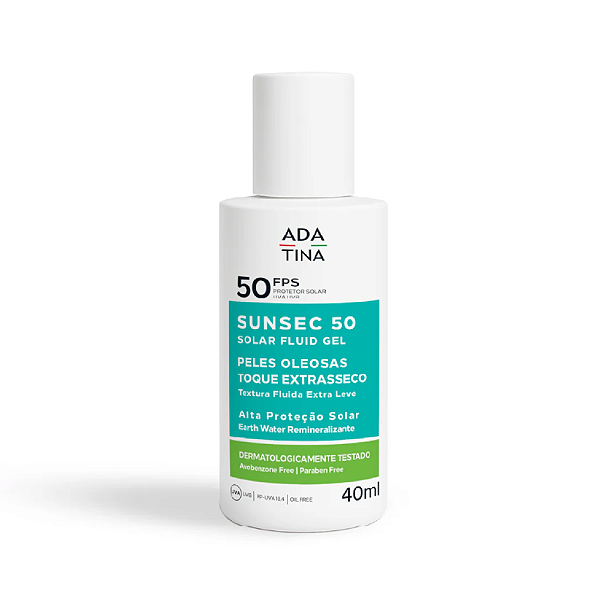 Protetor Solar 12HS | Sunsec Solar Fluido FPS50 40ml - Adatina