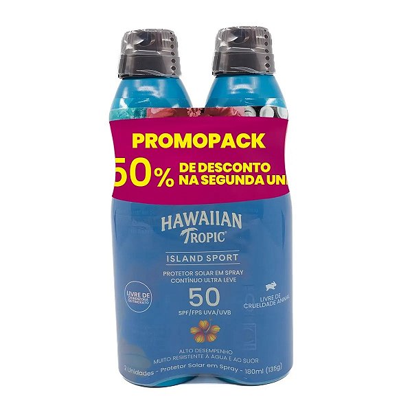 Kit Protetor Solar Em Spray Hawaiian Tropic Island Sport Fps50 180ml 2 Unidades