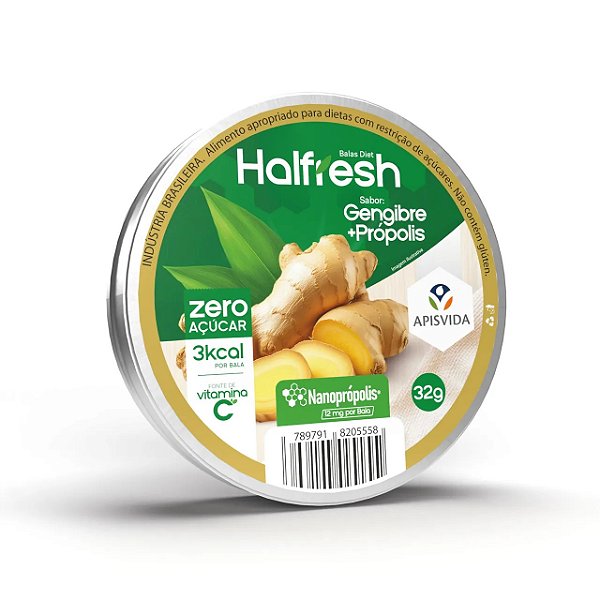 Bala para Garganta Hallfresh | Zero Açúcar Gengibre + Nanoprópolis 32g