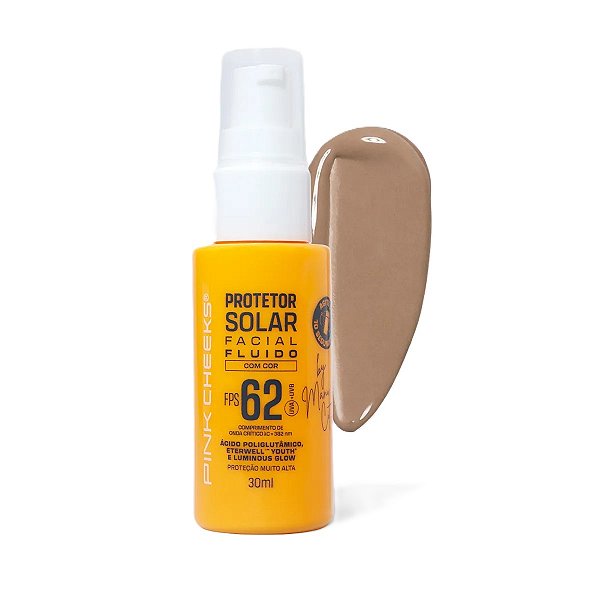 Protetor Solar Facial Fluido FPS62 (Cor 20) 30ml - Pink Cheeks