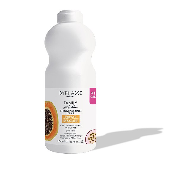 Shampoo 2 em 1 Papaya Mangue - Family Fresh Délice 750ml - Byphasse