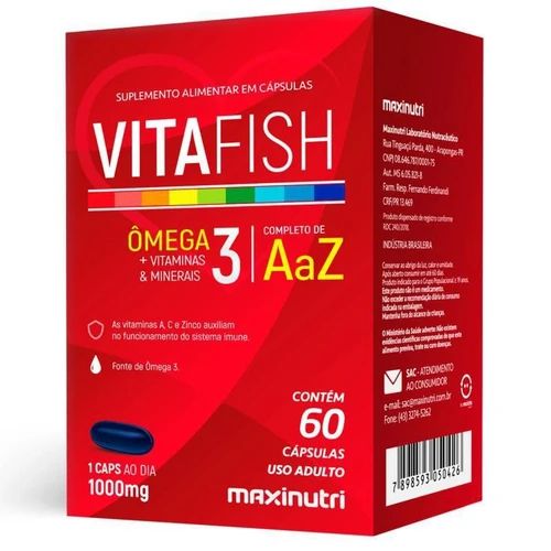 Vitafish Ômega 3 + Vitaminas & Minerais A-Z 1g - 60Cps Maxinutri
