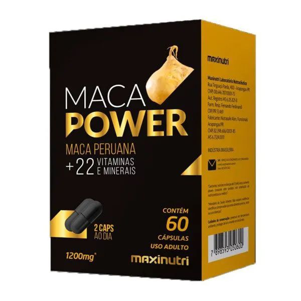 Maca Power - Maca Peruana + 22 Vitaminas e Minerais - 60 cáps Maxinutri