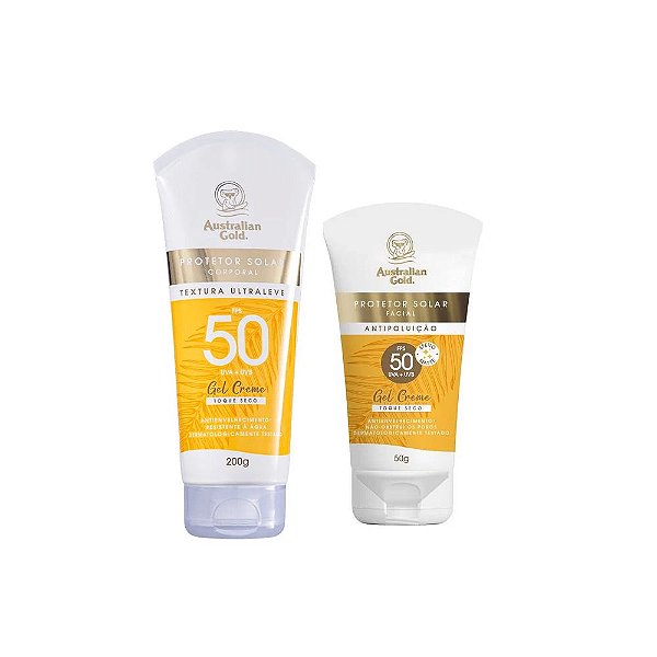 Kit Australian Gold Protetor Solar Corporal FPS 50 + Protetor Facial Antipoluição FPS 50