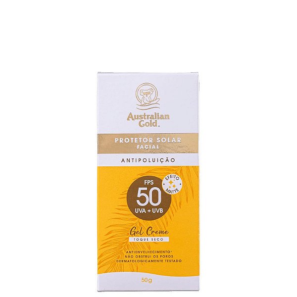 Protetor Solar Facial Australian Gold Antipoluição FPS50 - 50g