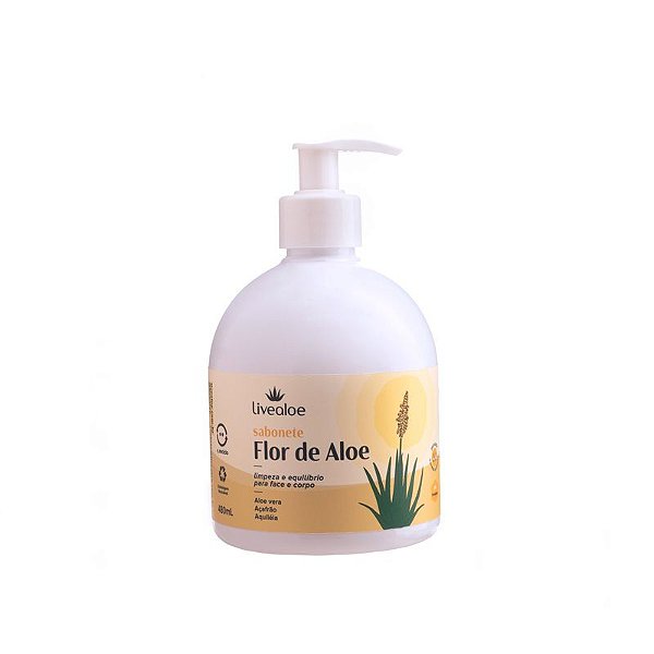 Sabonete Flor de Aloe - Aloe vera, Açafrão e Aquiléia - 480ml - LIVEALOE