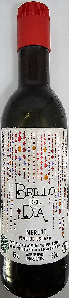 Vinho Tinto Espanhol Brillo Del Dia Merlot 187ml