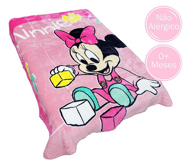 Cobertor Infantil Raschel Plus Disney - Miney Brincando - 90 cm x 1,10 m  - Ref.: 62005