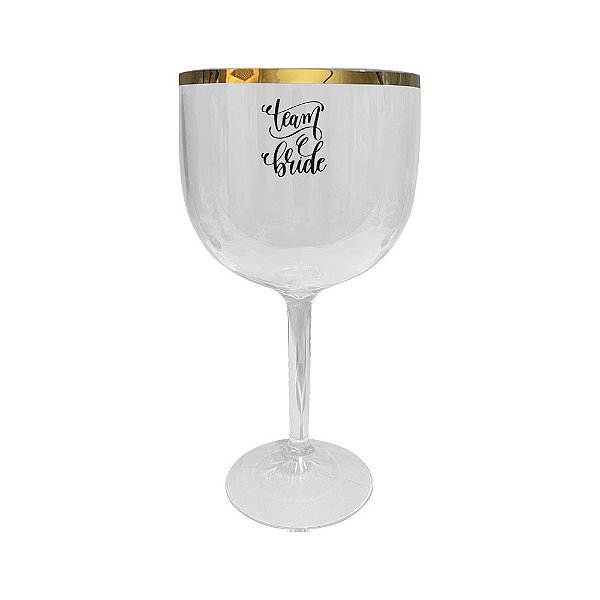 Taça de Gin Borda Metalizada Dourada 550ml Personalizada