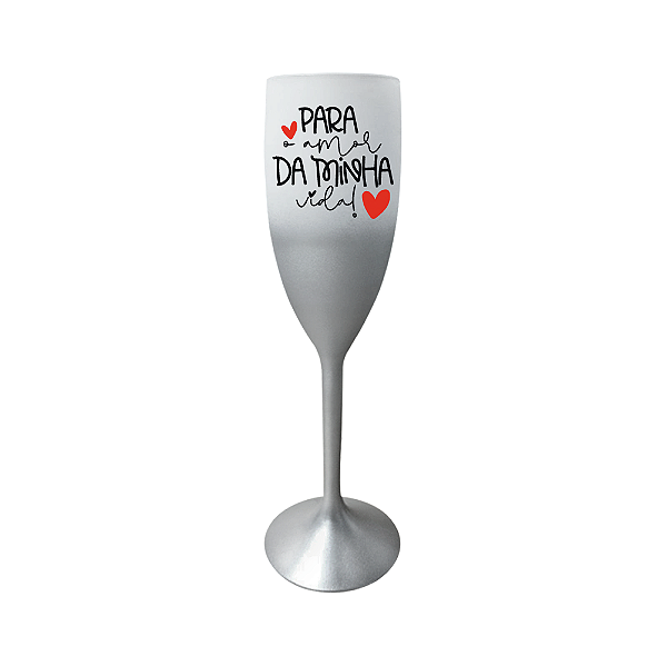 Taça Champanhe Jateada Amor Da Minha Vida Degradê Prata 170ml