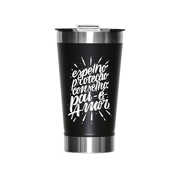 Copo Térmico com Tampa e Abridor 473ml Pai é Amor