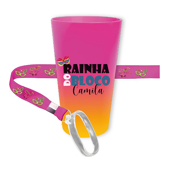 Copo Ecológico com Tirante 650ml  - Rainha do Bloco - CARNAVAL