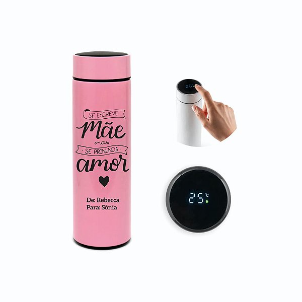 Garrafa Térmica Dia das Mães Com Marcador Digital - Personalizada