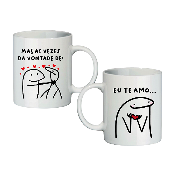 Caneca de Porcelana Flork Meme - EU TE AMO MAS... Dia dos Namorados 300ml