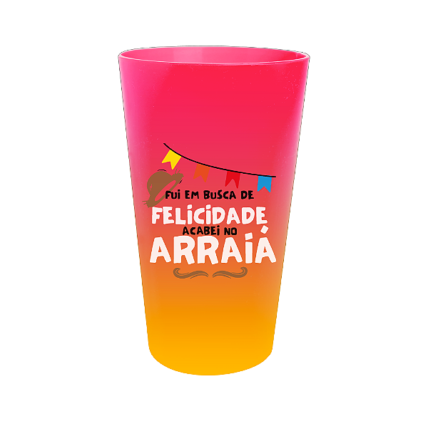 Copo Ecológico 650ml - Festa Junina- Fui em Busca de Felicidade acabei no Arraiá