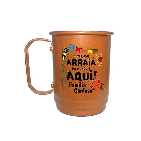 Caneca de Alumínio Moscow 400ml - Festa Junina - O melhor Arraiá do mundo - Personalizado
