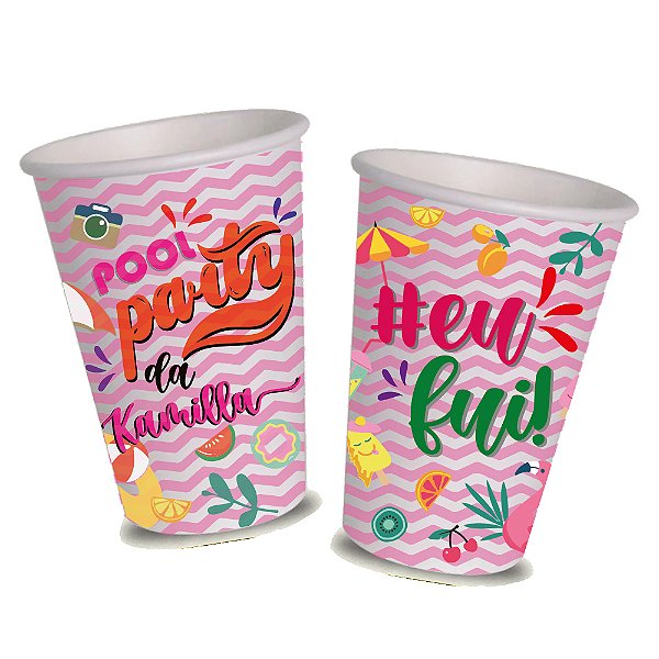 Kit 100 Copos Ecológico 430ML 360º - Personalizado - Pool Party