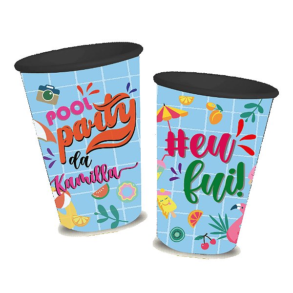 Kit 100 Copos Ecológico 550ML 360º- Personalizado - Pool Party