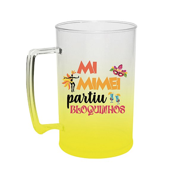 Caneca de Chopp Degradê 450ml - Carnaval - Mi mimei partiu bloquinhos