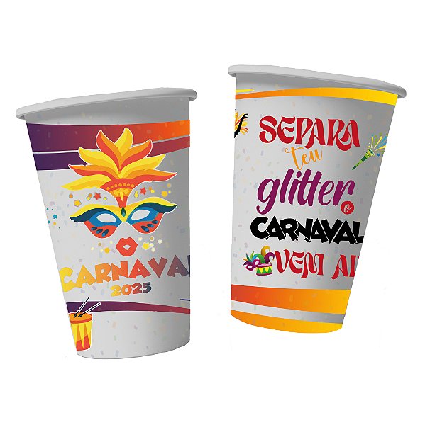Kit 100 Copos Ecológico 430ML 360º - Personalizado - Separa teu glitter o carnaval vem ai