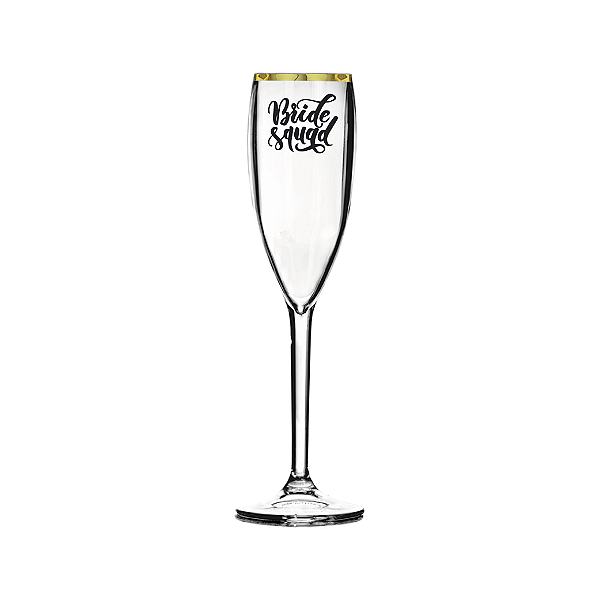Taça de Champanhe com Borda Metalizada Dourada - Personalizada