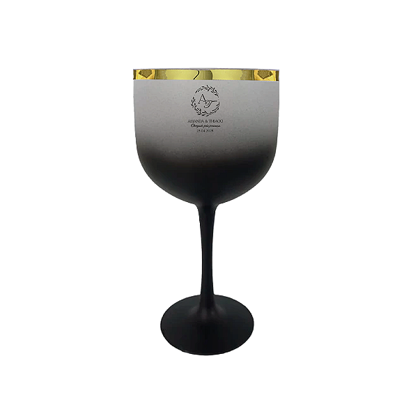 Taça de Gin Degradê com Borda Metalizada Dourada - Personalizada