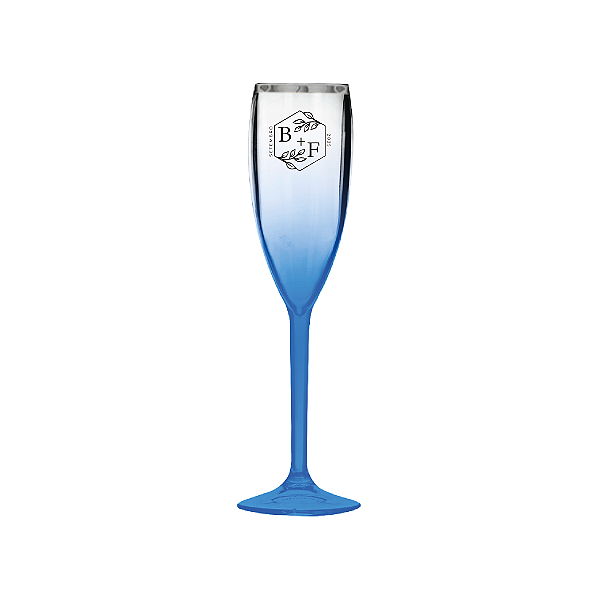 Taça de Champanhe Degradê com Borda Prata 150ml Personalizada