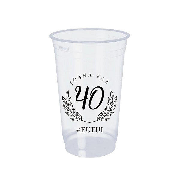 100 Copos Descartáveis 700ml Personalizados - Aniversário de 40 anos