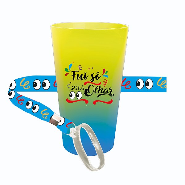 Copo Ecológico Degradê 650ml com tirante - Personalizado (Fui só pra olhar) CARNAVAL