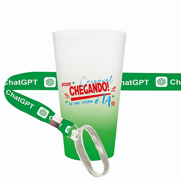 Copo Ecológico Degradê 650ml com tirante - Personalizado (Se me verem é IA) CARNAVAL