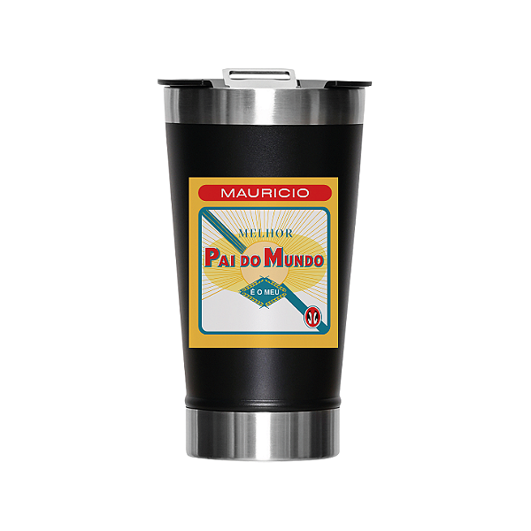 Copo Térmico Personalizado com Tampa e Abridor 473 ml - Dia dos Pais - Edição Marcas de Bebidas