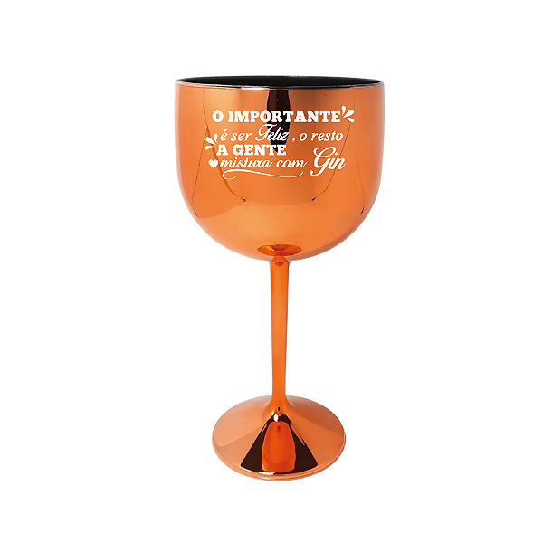 Taça de Gin Metalizada Rose 550ml Personalizada