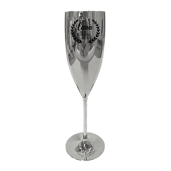 Taça de Champanhe Metalizada Prata 170ml Personalizada