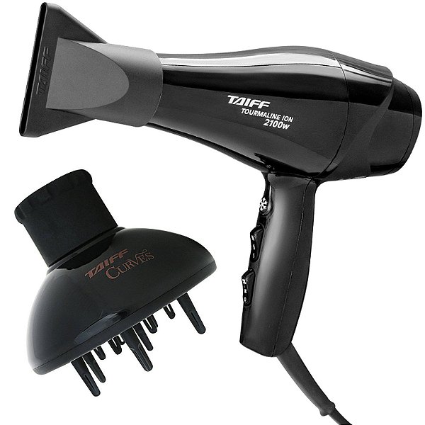 KIT TAIFF - SECADOR PROFISSIONAL NEW TOURMALINE ION 2100W 220V - DIFUSOR DE AR CURVES