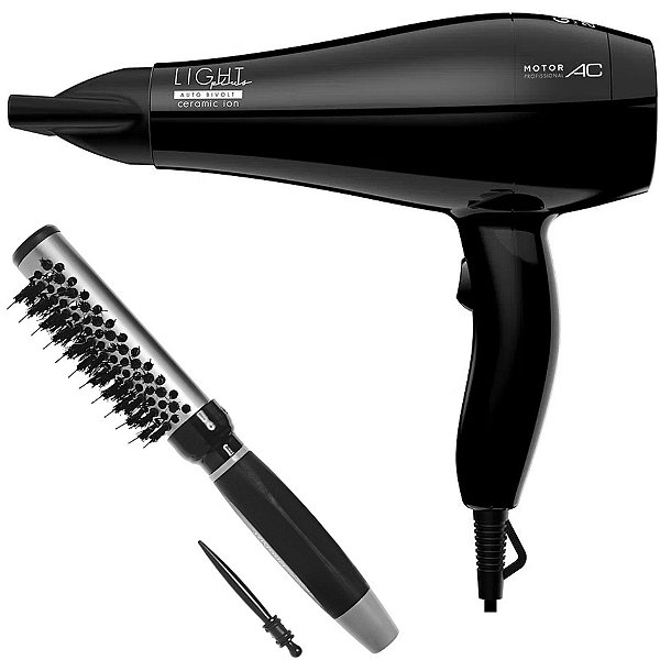 KIT SECADOR GAMA LIGHT PLUS CERAMIC ION 2000W BV + ESC. PROART RICCI PERFETTI BRILLARE 9R102HKH "P"