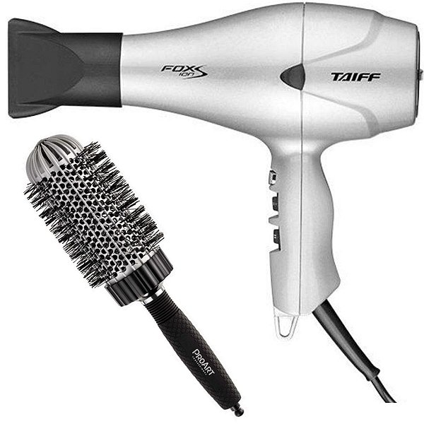 KIT - SECADOR TAIFF FOX ION S PRATA 2100W 220V + PROART ESCOVA PROF VENT PRO PRATA 50MM - EPT03B