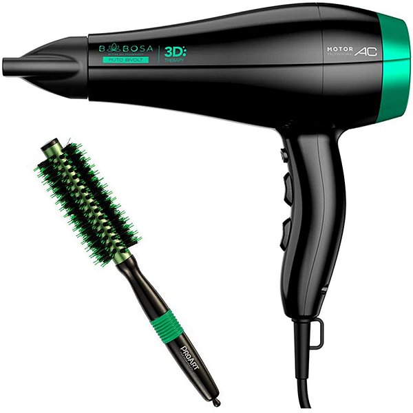 KIT - SECADOR GAMA BABOSA 3D THERAPY ULTRA ION 2200W BIV + ESCOVA PROART METALICA VERDE 15MM EPM01B