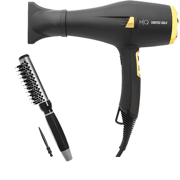 SECADOR DE CABELO PROFISSIONAL MQ VORTEX GOLD 2200W 127V + ESCOVA PROART RICCI PERFETTI 98102HKH `P`