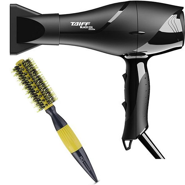 KIT - SECADOR TAIFF BLACK ION 2000W 127V + ESVOVA MQ PRIME THERMAL CERAMIC CERDAS MISTAS 1795 19MM