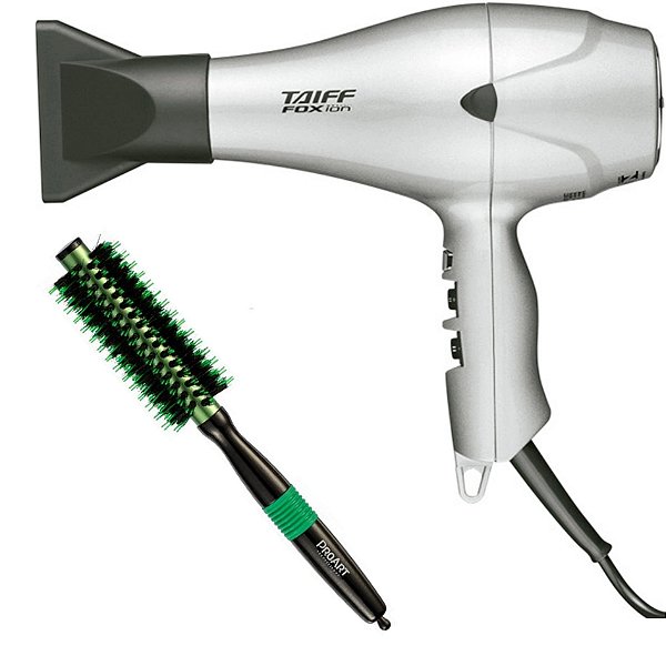 KIT - SECADOR FOX ION PRATA 2000W 220V + ESCOVA PROART PRO VERDE 15MM EPM01