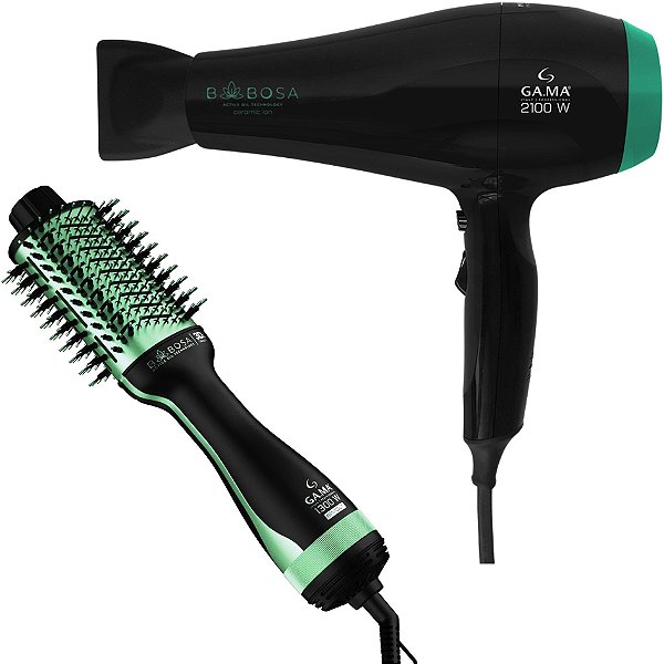 Kit Gama Babosa - Secador Ceramic Ion 2100w 220v + Escova Brush 3d 1300w Bv
