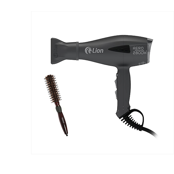 Secador De Cabelo Lion Aero 2800w Cinza Chumbo 220v + Escova