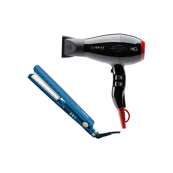 Kit Mq - Secador Ionize 2200w 127v + Chapinha Titanium Blue Bivolt