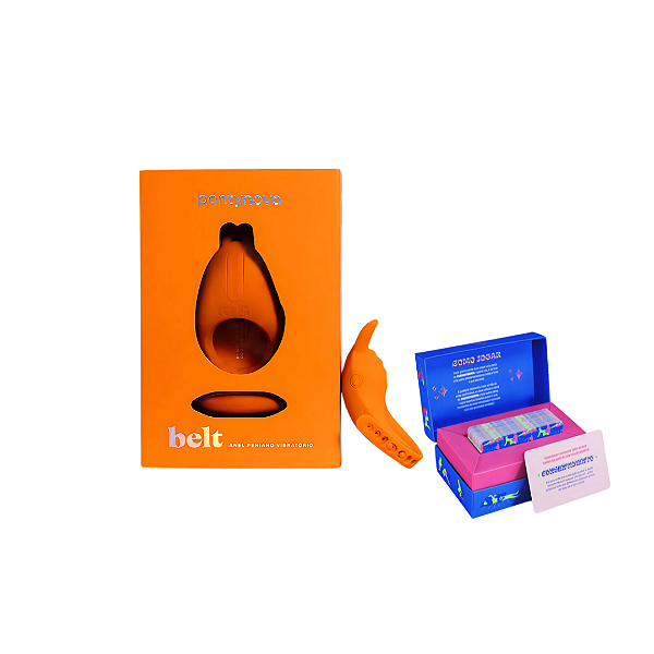 Kit Pantynova - Anel Peniano Vibratorio Belt Laranja + Vdd Ou Acao Jogo Do Tesao Para Casais